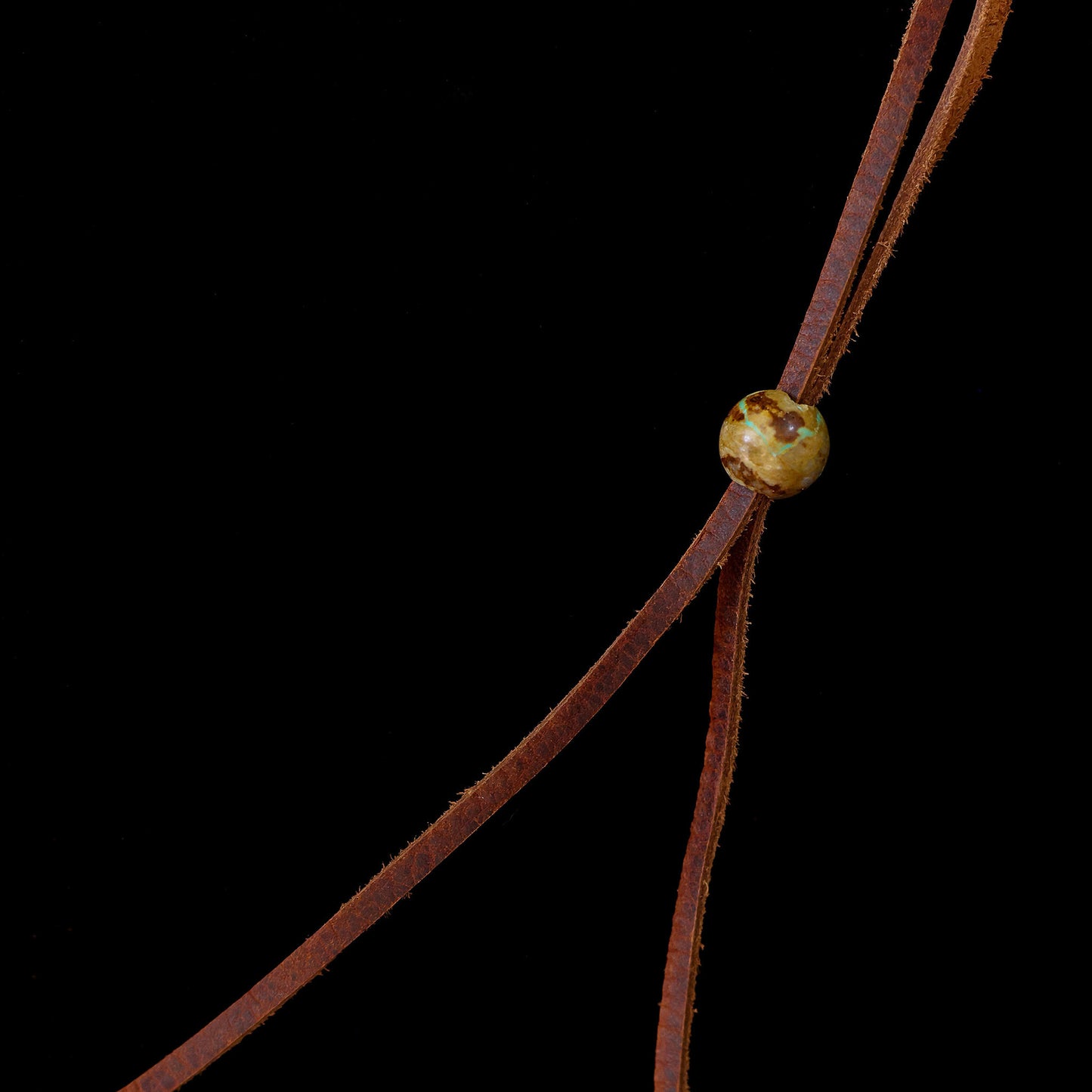 No. 8 Turquoise Leather Necklace with Adjustable Cowhide Cord 115