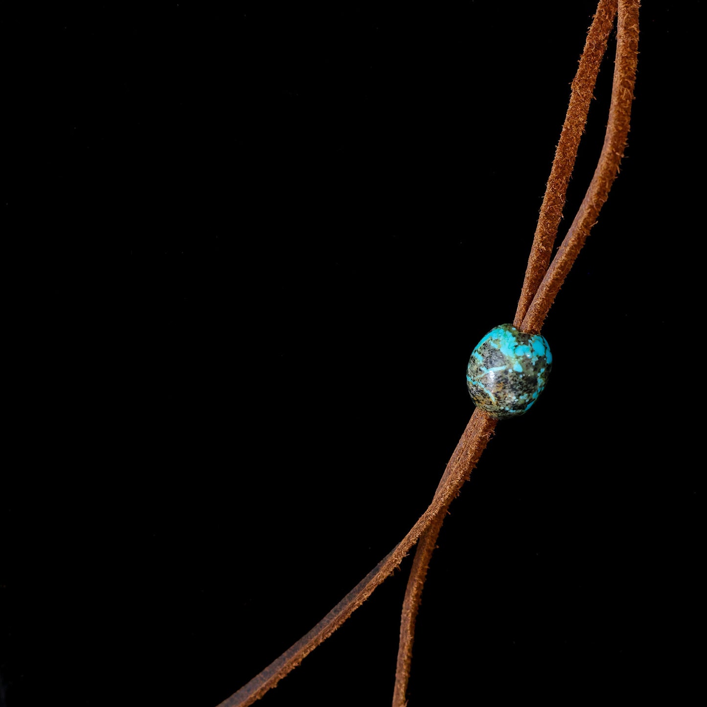 Kingman Turquoise Leather Necklace with Adjustable Cowhide Cord 123