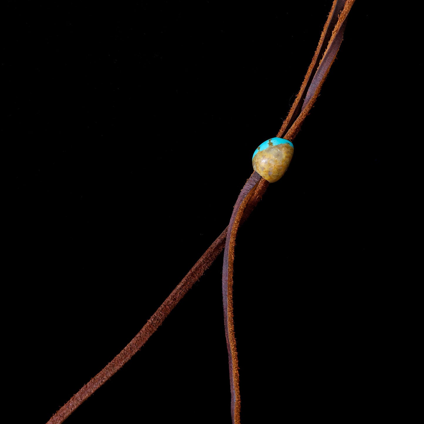 Kingman Turquoise Leather Necklace with Adjustable Cowhide Cord 124