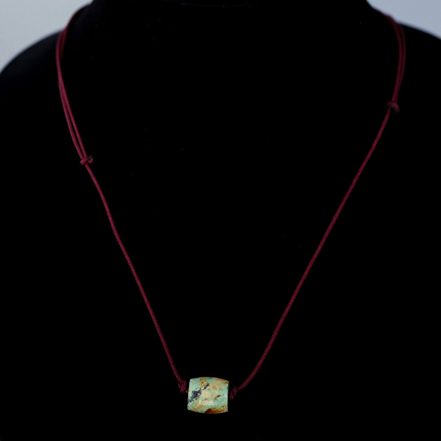 Kingman Turquoise Barrel Bead Necklace with Adjustable Cord 126