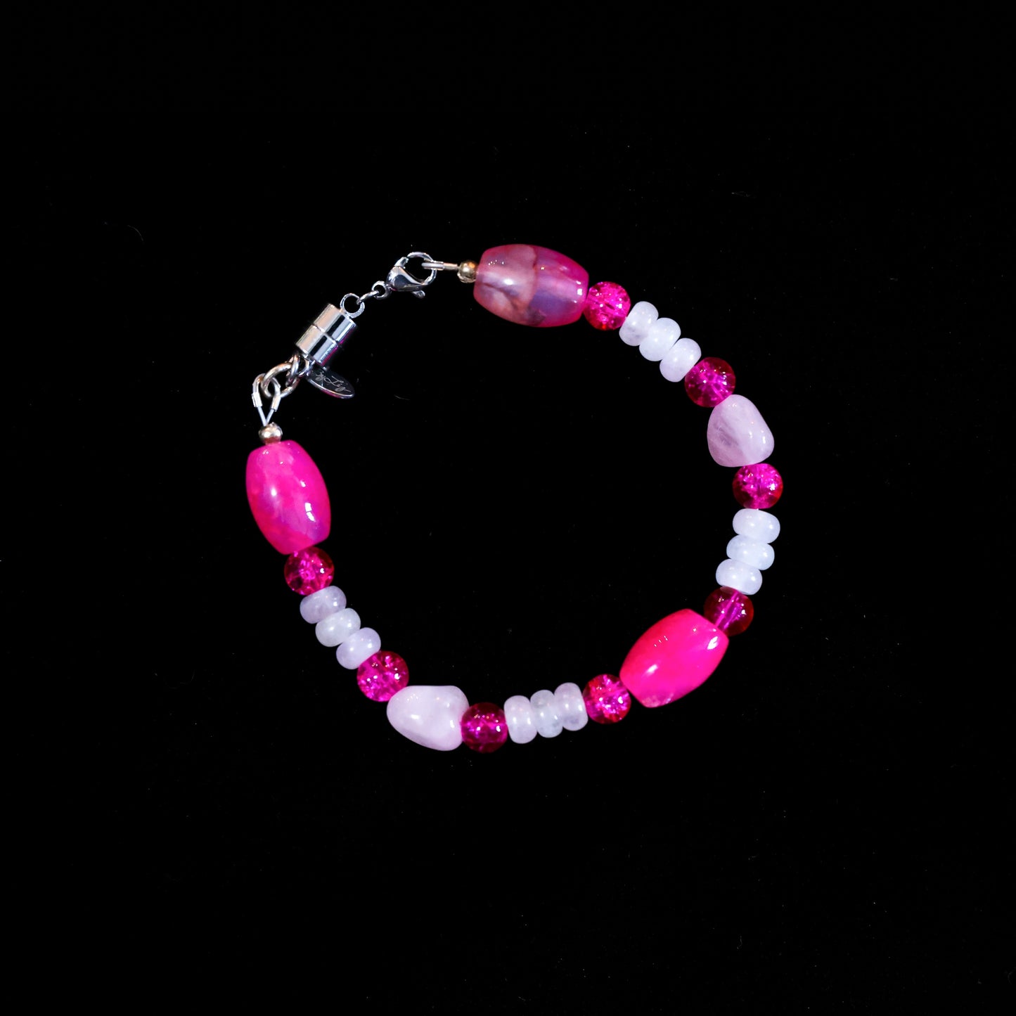 6" Rose Quartz Bracelet with Silver Magnetic Clasp 189