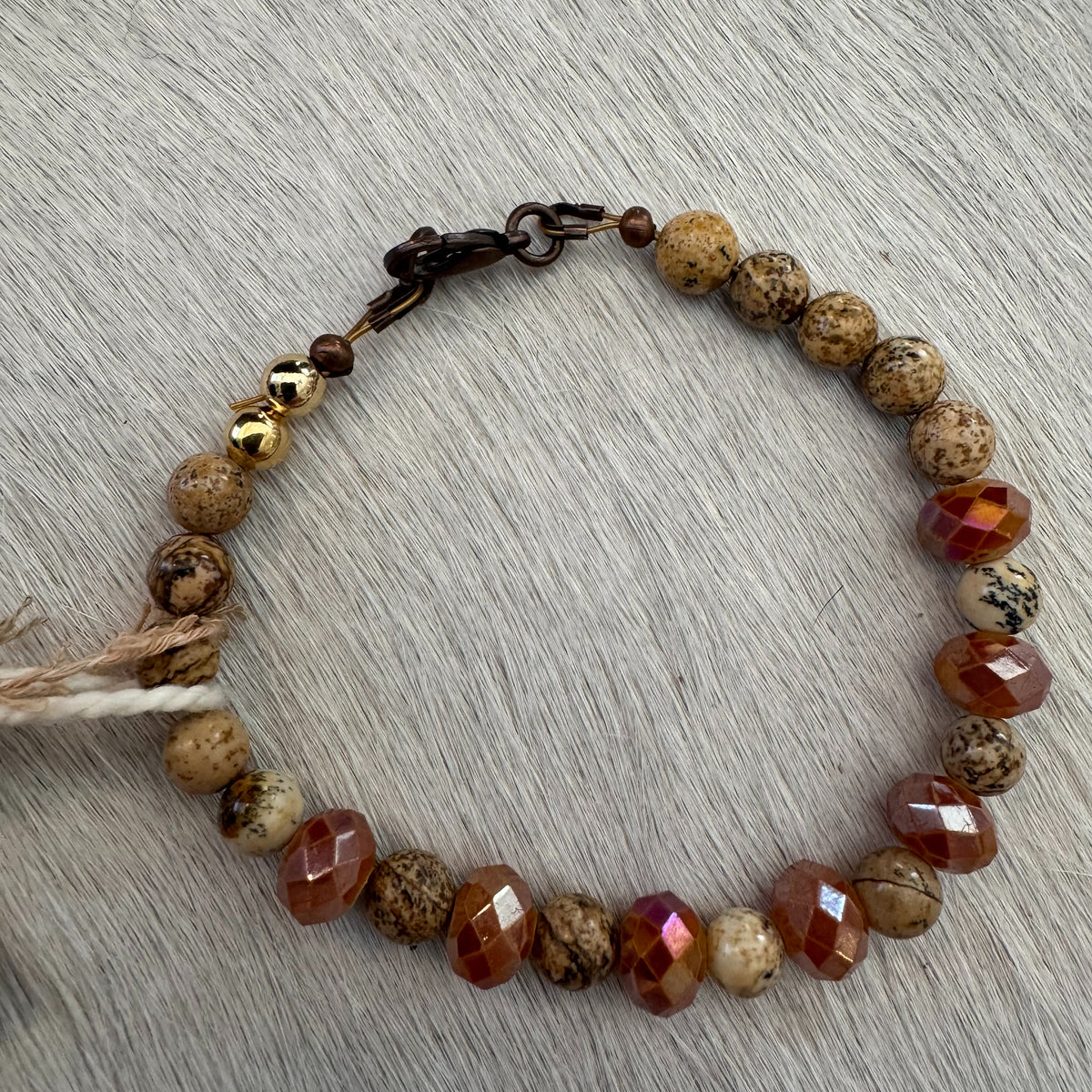 6" Jasper Bracelet with Copper Lobster Clasp 196