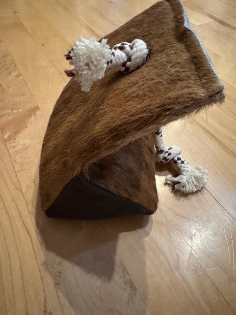 Doorstop with Natural Cowhide and Leather Brindle