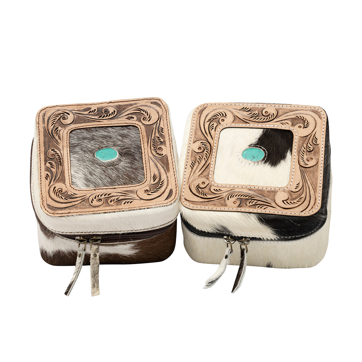 Embossed Leather Jewelry Box Black and White 1