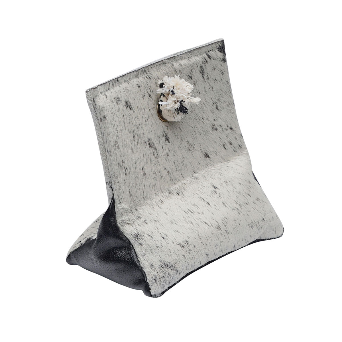 Doorstop with Natural Cowhide and Leather Black and White