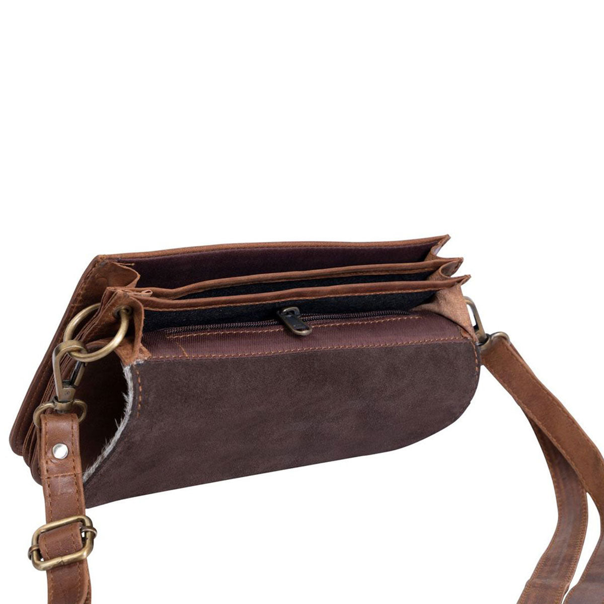 Leather Hide on Hair Small Crossbody Bag Purse Black 1