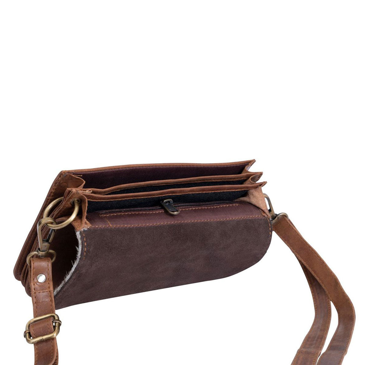 Leather Hair on Hide Small Crossbody Bag Purse Brown 1