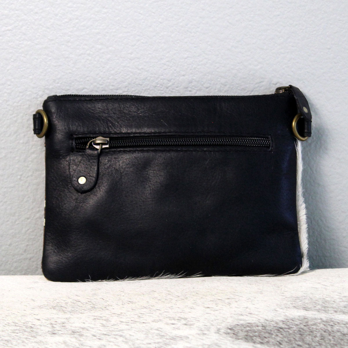 Embossed Edge Crossbody Purse Clutch Handbag Brown and Black 1