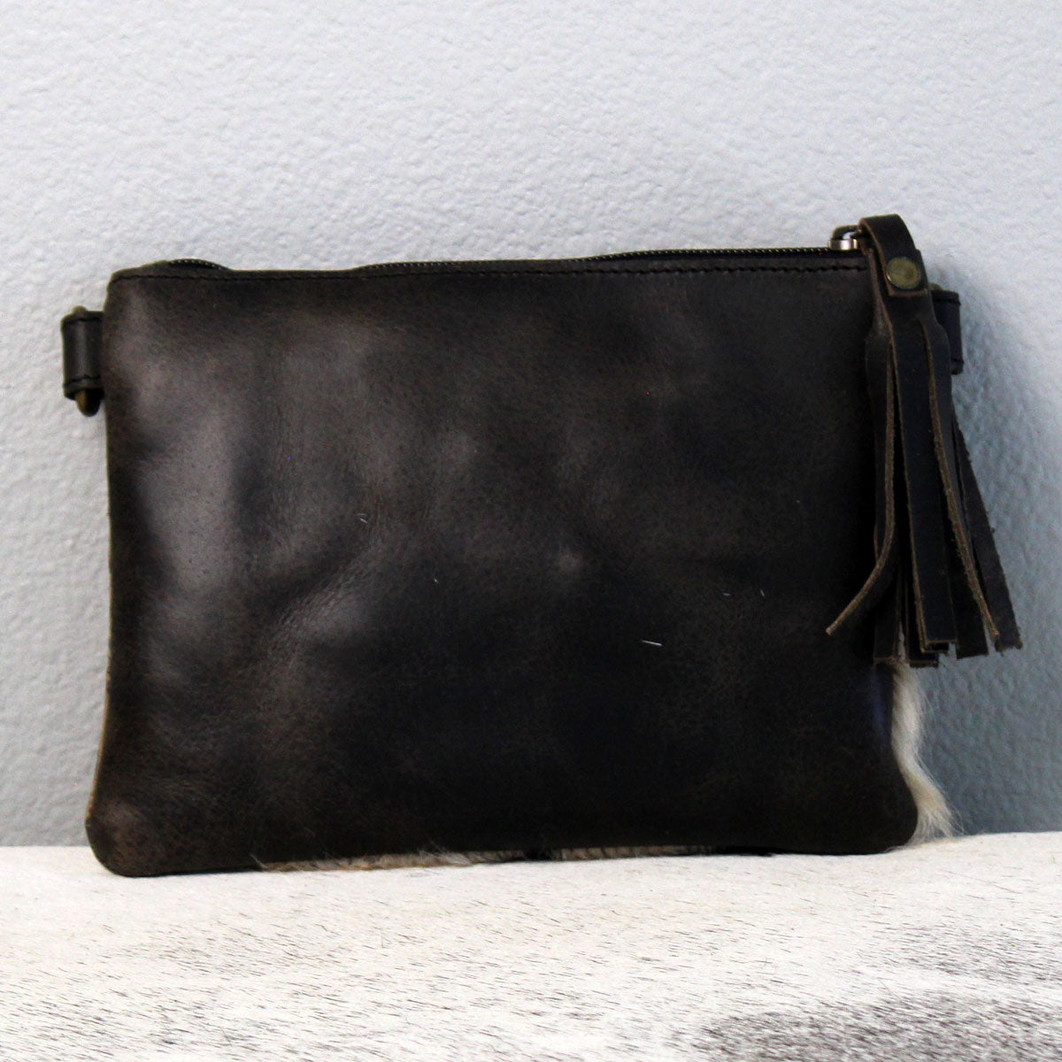 Embossed Edge Crossbody Purse Clutch Handbag Brown and Black 2