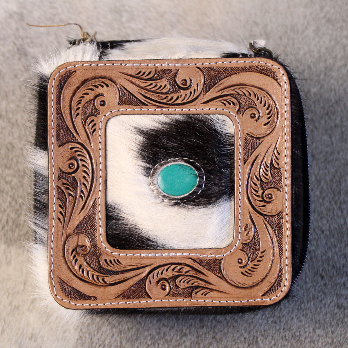 Embossed Leather Jewelry Box Black and White 1