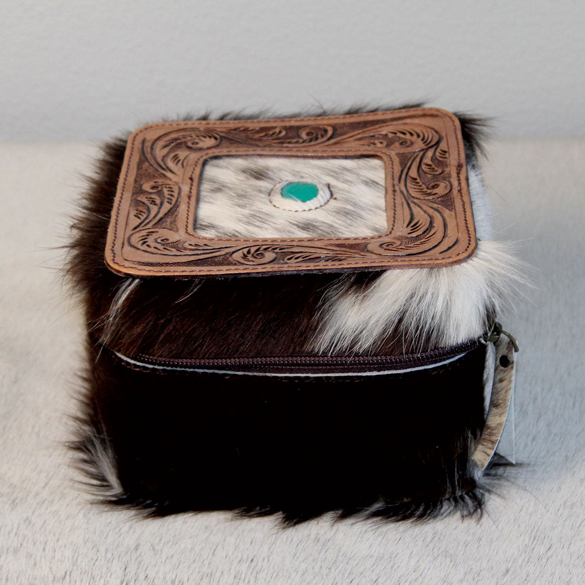 Embossed Leather Jewelry Box Brown 1