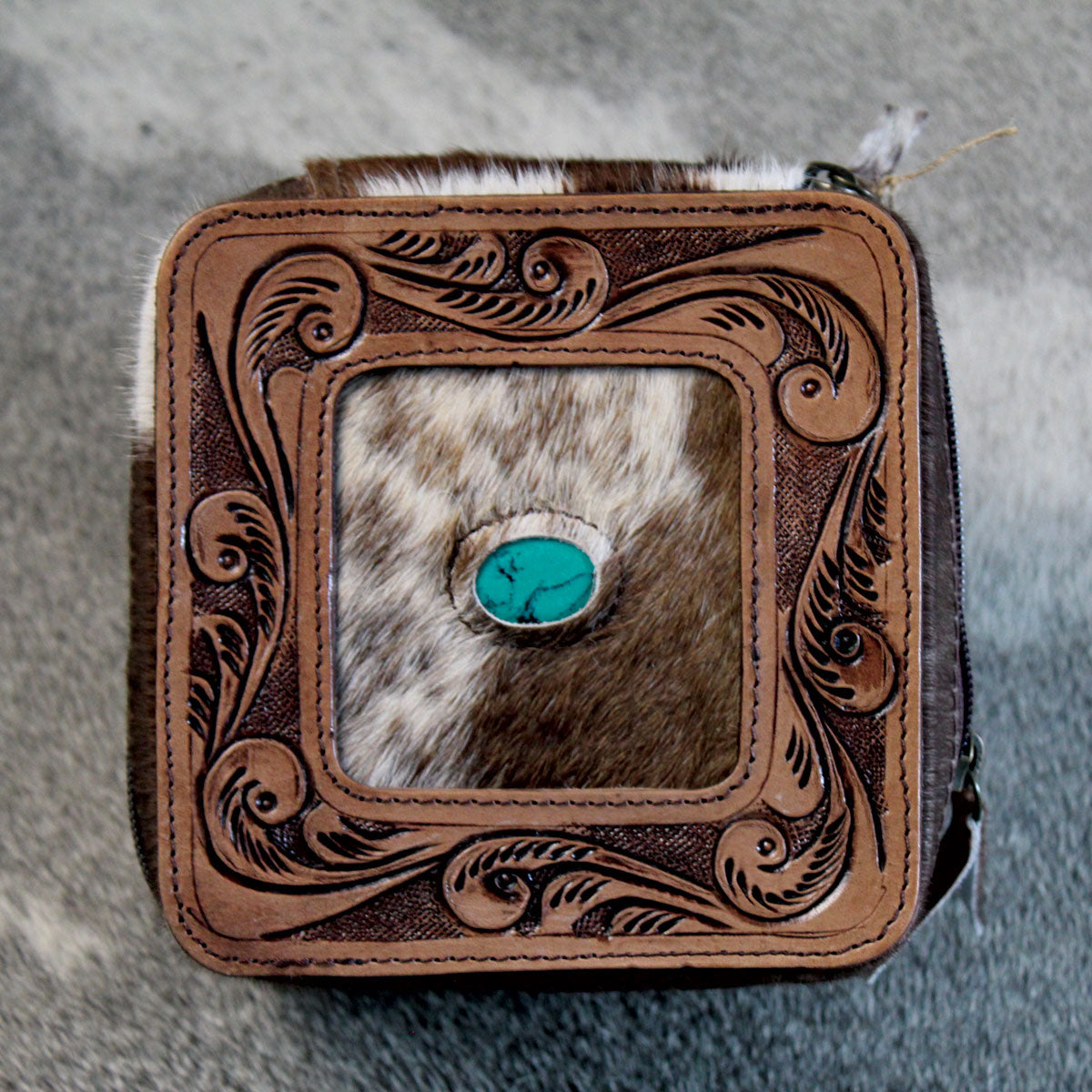 Embossed Leather Jewelry Box Brown 2