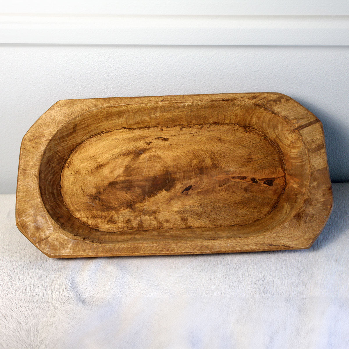 Premium Large Oval Wood Dough Bowl Platter