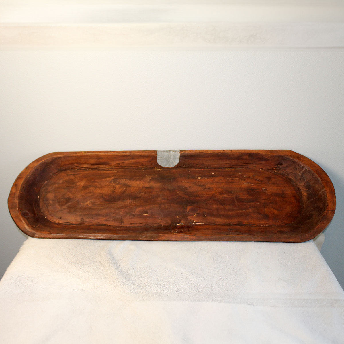 XL Oval Wood Dough Bowl with Metal Accent Platter