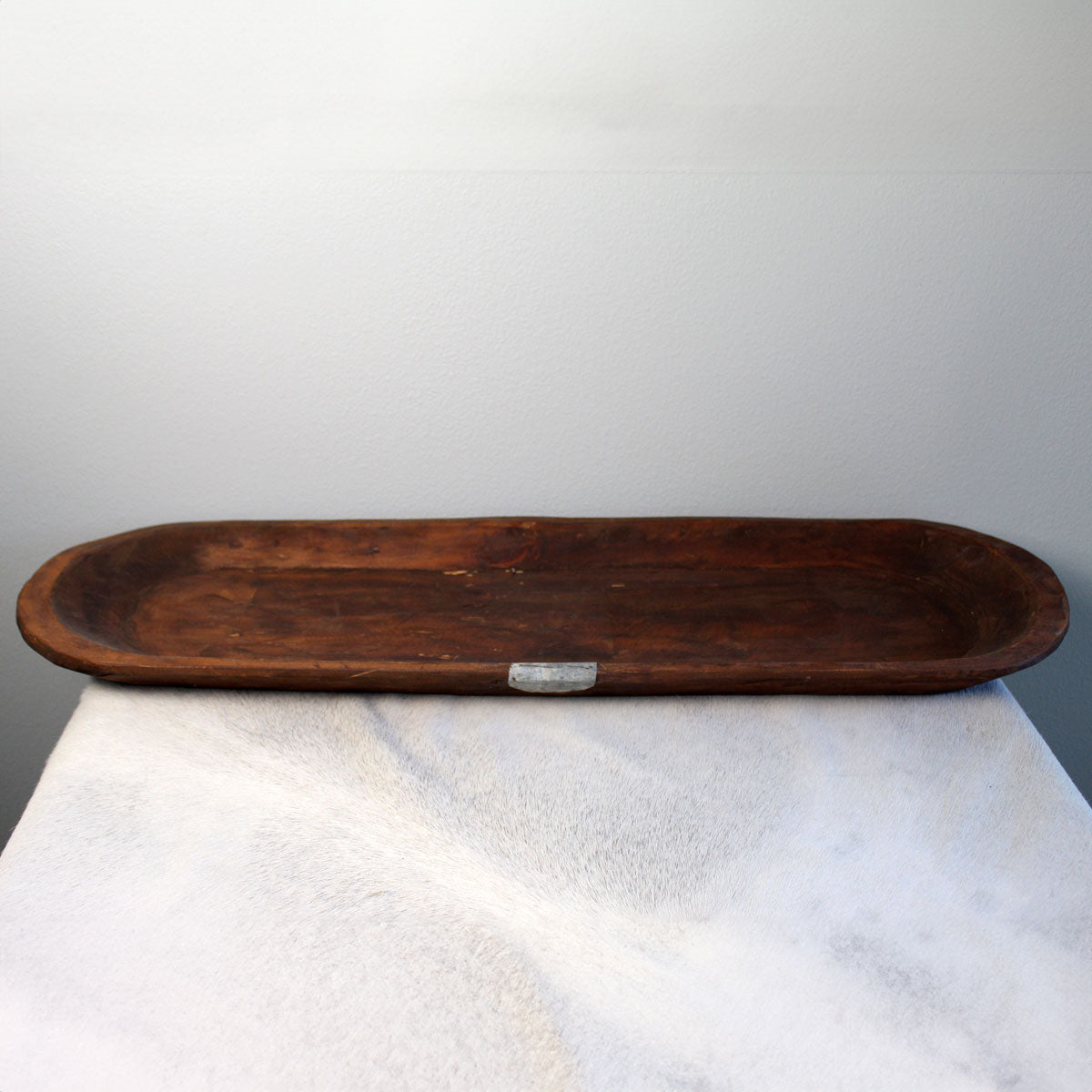 XL Oval Wood Dough Bowl with Metal Accent Platter