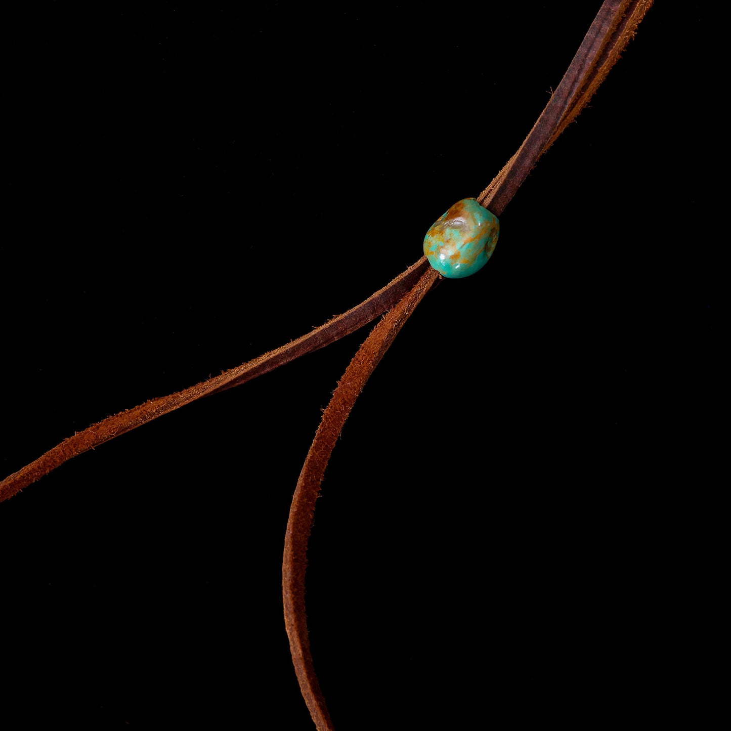 Kingman Turquoise Leather Necklace with Adjustable Cowhide Cord 108