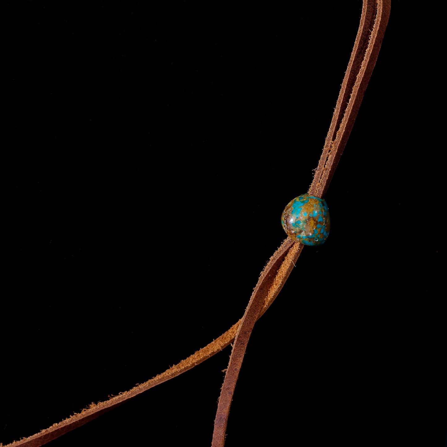 High Blue Turquoise Leather Necklace with Adjustable Cowhide Cord 111