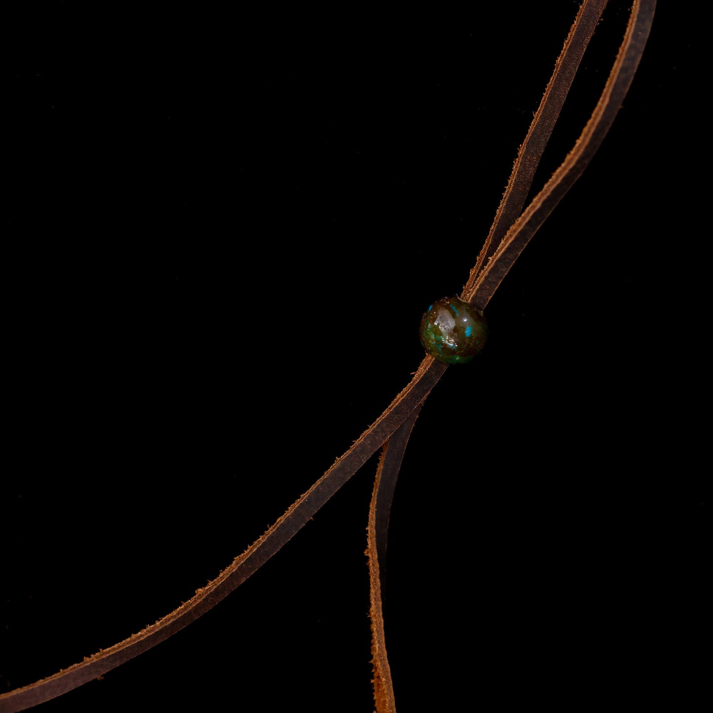 Kingman Turquoise Leather Necklace with Adjustable Cowhide Cord 116