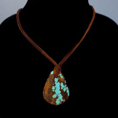 Nevada No.8 Turquoise Leather Necklace with Adjustable Cowhide Cord 117