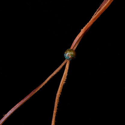 Kingman  Turquoise Leather Necklace with Adjustable Cowhide Cord 119