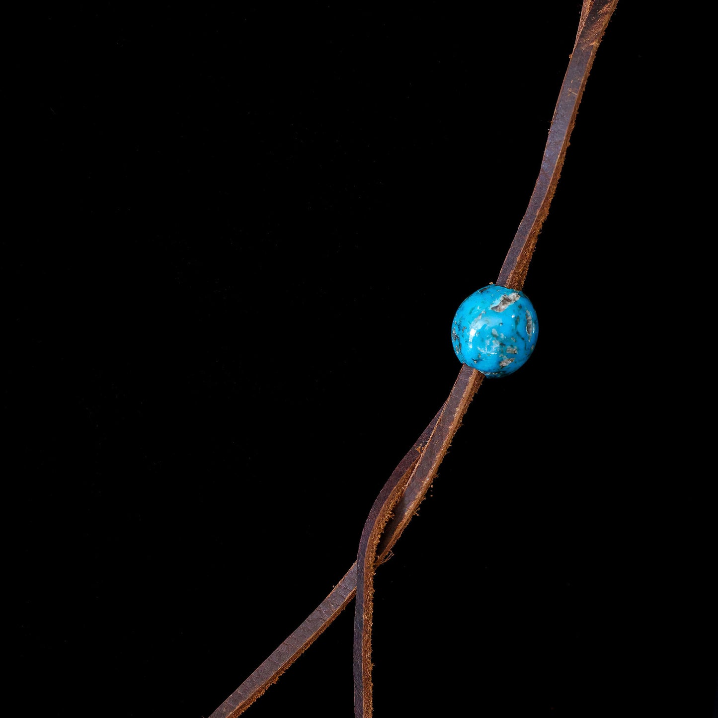 Kingman High Blue Turquoise Leather Necklace with Adjustable Cowhide Cord 120
