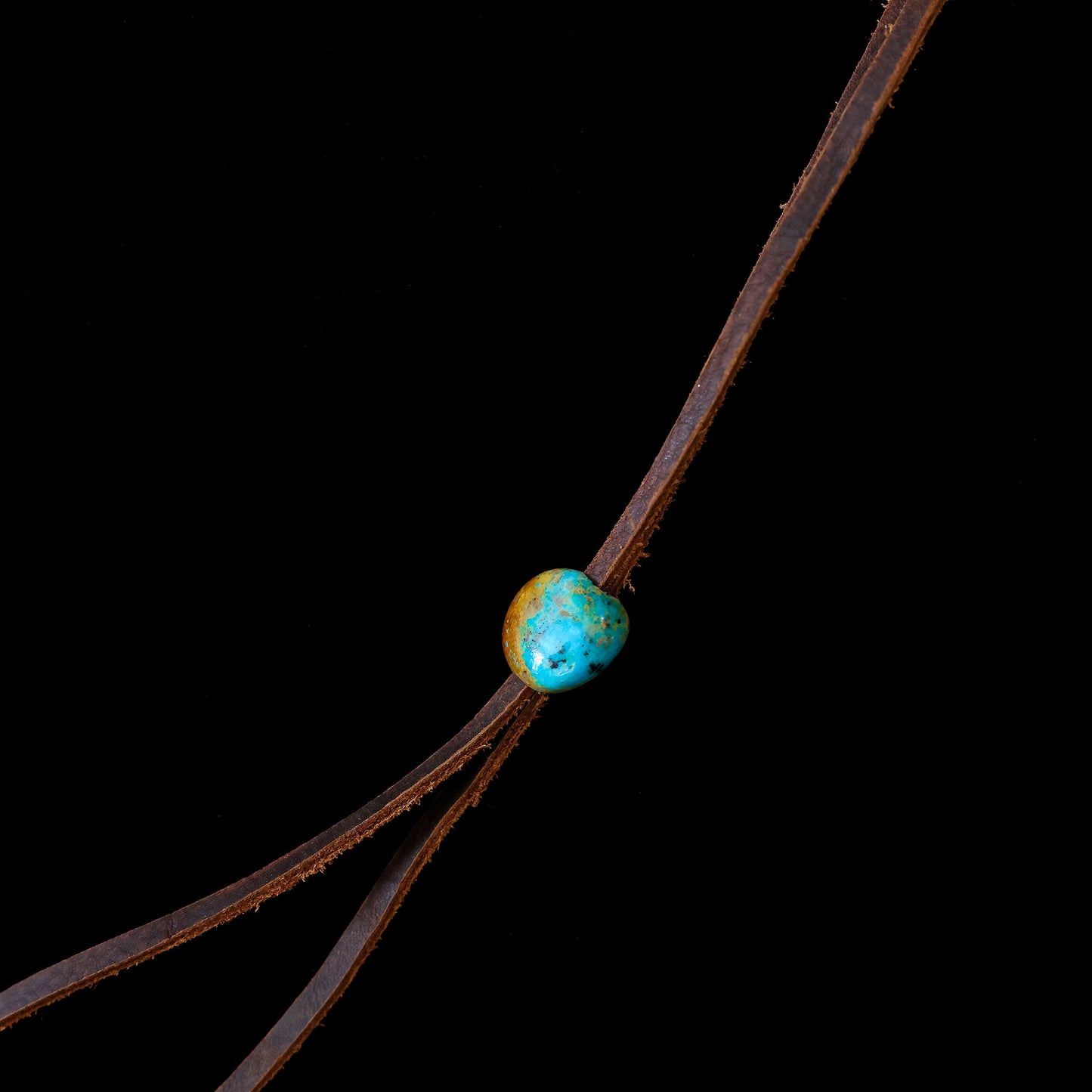 Kingman High Blue Turquoise Leather Necklace with Adjustable Cowhide Cord 121