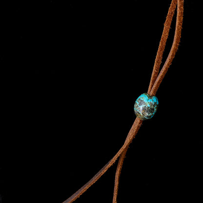 Kingman Turquoise Leather Necklace with Adjustable Cowhide Cord 123