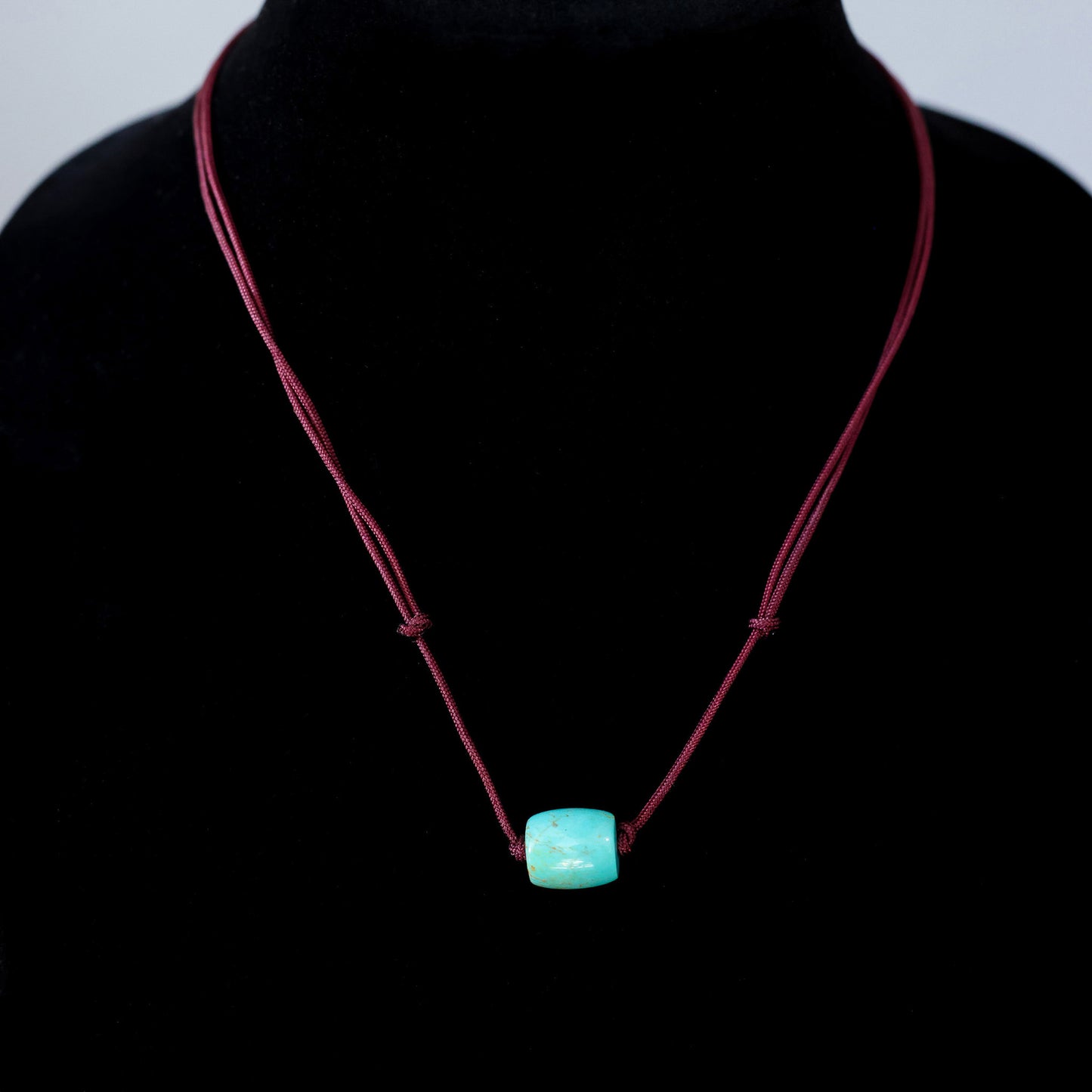 Kingman Turquoise Barrel Bead Necklace with Adjustable Cord 131