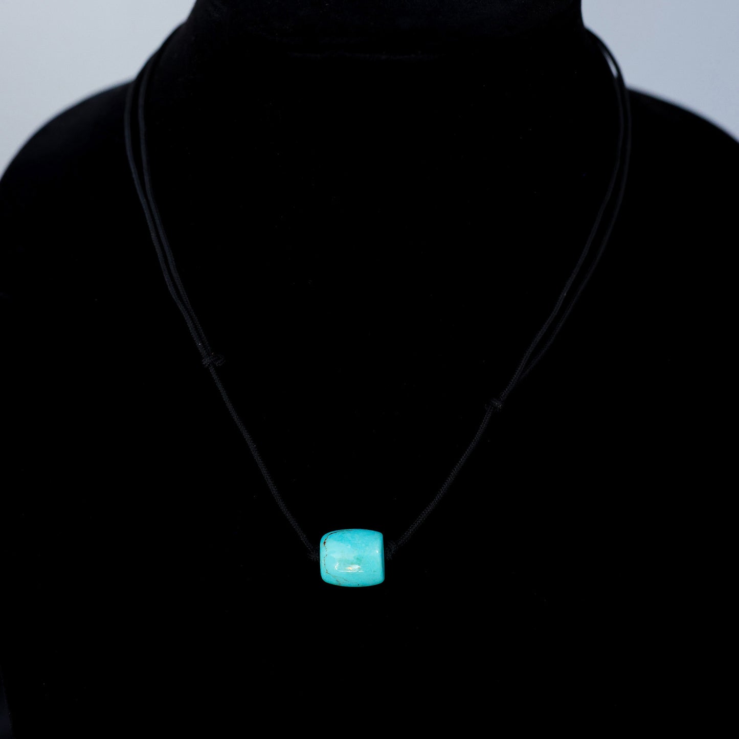 Kingman Turquoise Barrel Bead Necklace with Adjustable Cord 133