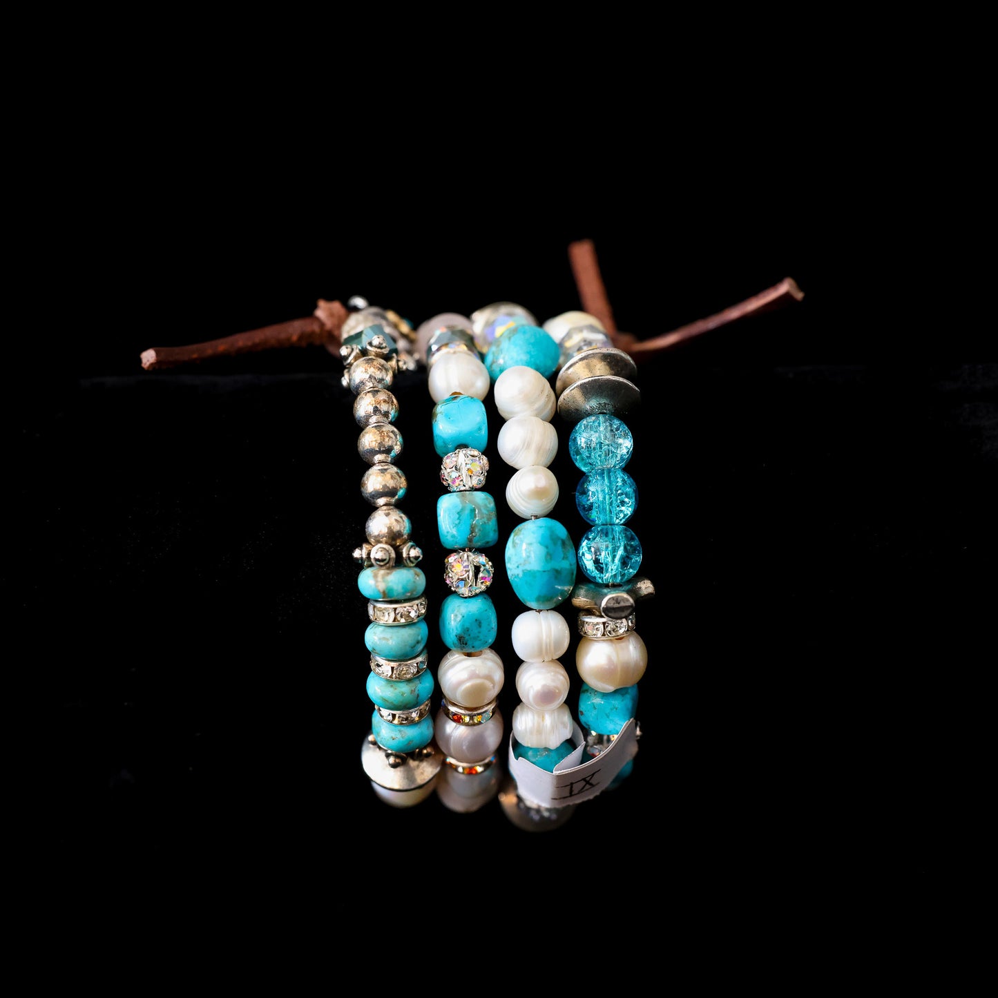 Kingman Turquoise, Freshwater Pearl & Rose Quartz Wrap Bracelet 147