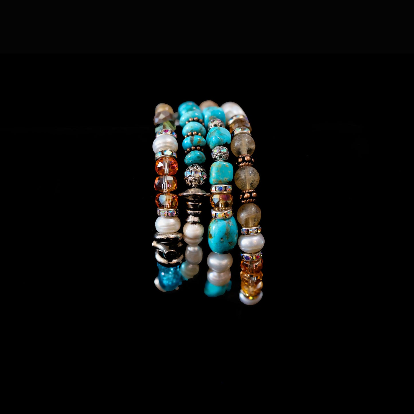 Kingman Turquoise & Freshwater Pearl Wrap Bracelet 155