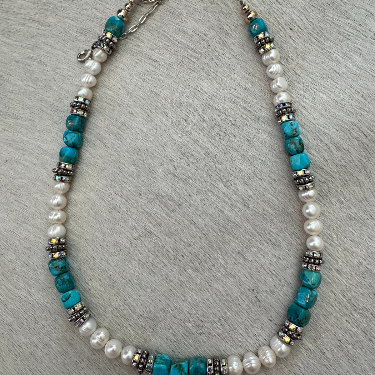 16–21" Kingman Turquoise & Freshwater Pearl Convertible Necklace & Bracelet 156