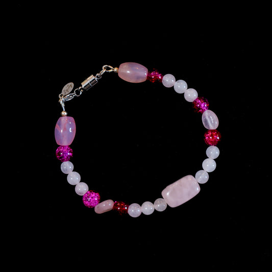 7.5" Rose Quartz Bracelet with Silver Magnetic Clasp 187
