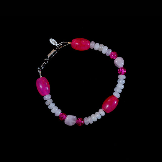 6.5" Rose Quartz Bracelet with Silver Magnetic Clasp 188