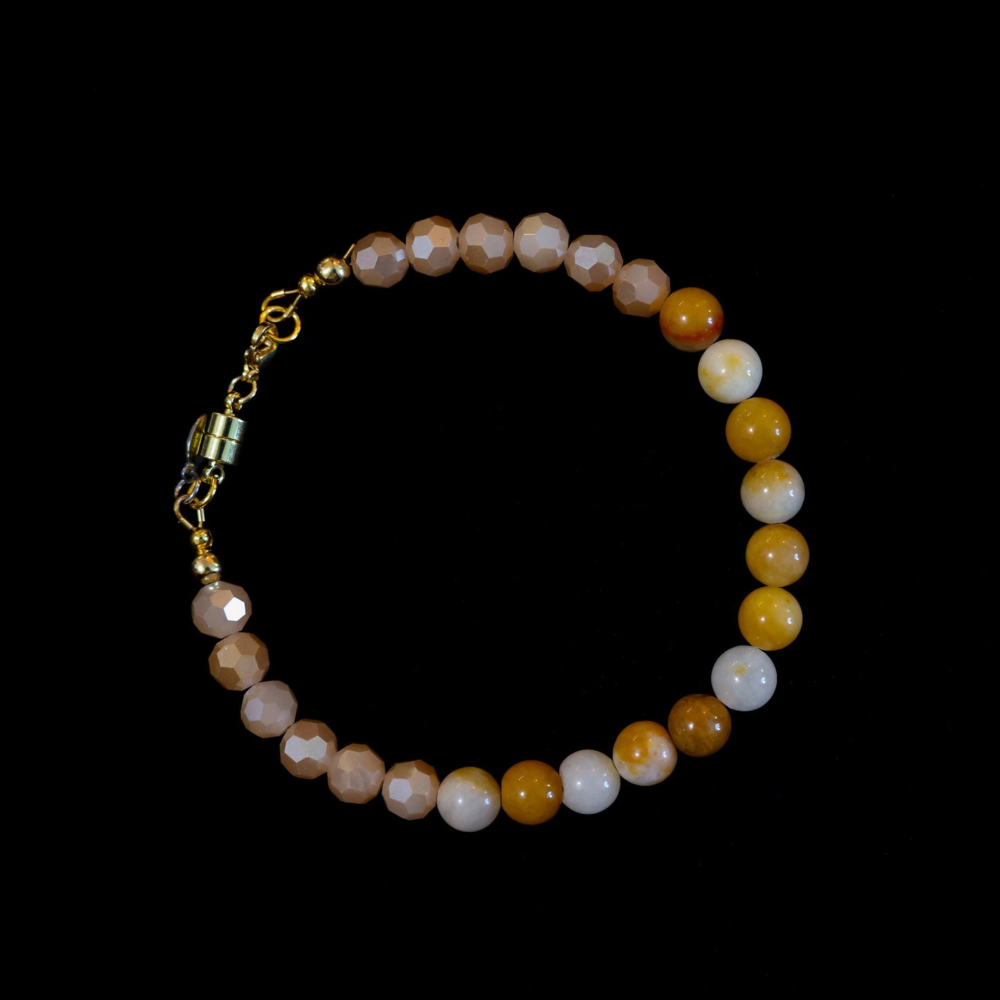 8" Golden Jade Bracelet with Gold Magnetic Clasp 192