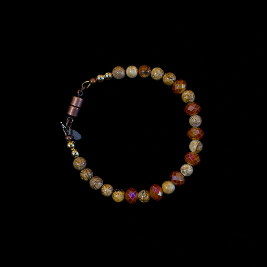 7" Jasper Bracelet with Copper Magnetic Clasp 195