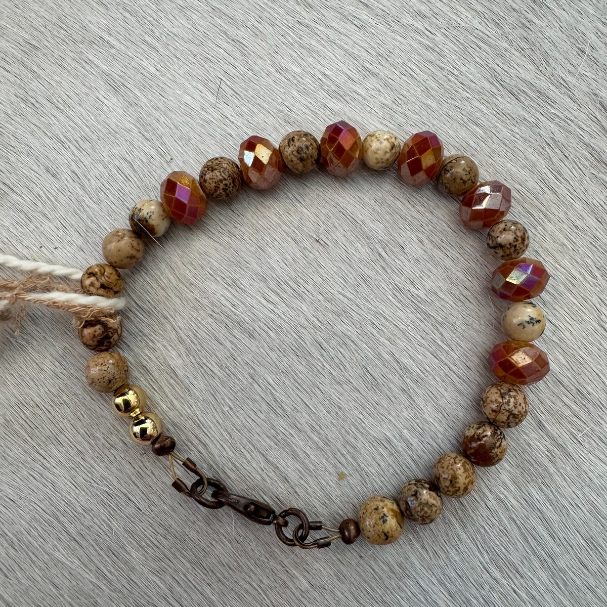 6" Jasper Bracelet with Copper Lobster Clasp 196
