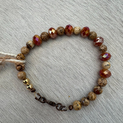 6" Jasper Bracelet with Copper Lobster Clasp 196