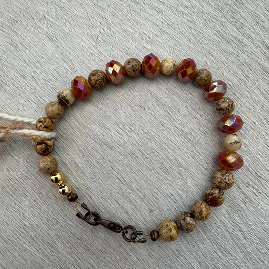 6" Jasper Bracelet with Copper Lobster Clasp 196