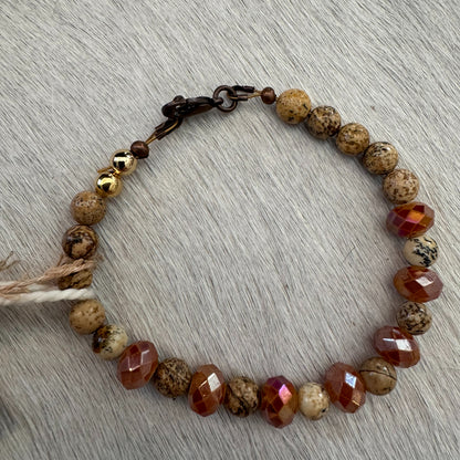 6" Jasper Bracelet with Copper Lobster Clasp 196