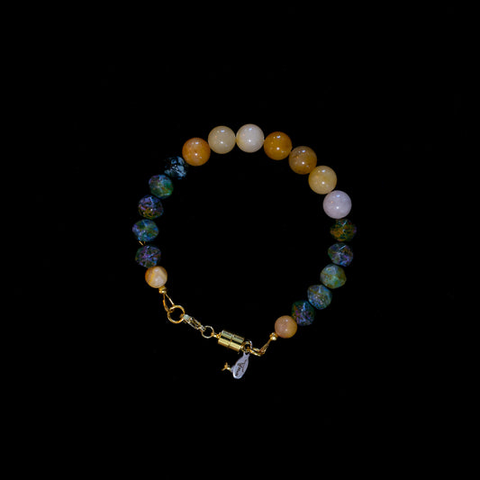 6.5" Golden Jade & Unakite Bracelet with Gold Magnetic Clasp 198