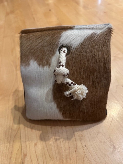 Doorstop with Natural Cowhide and Leather Light Brown and White